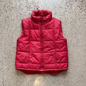 Red Quilted Puffer Down Vest - Vintage
